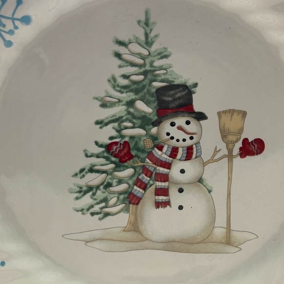 Christmas Village Vintage Festive Snowman Holiday Plate - Picture 2 of 4